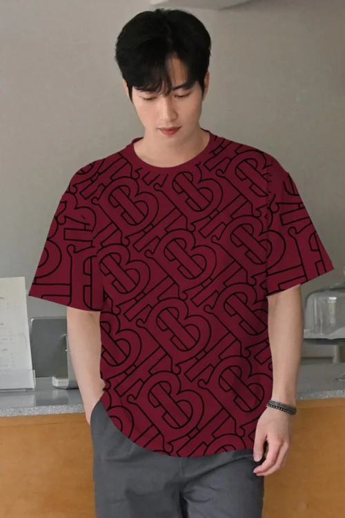 Bold Pattern B Printed T-Shirt – Apple Red