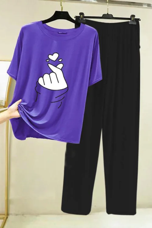 Snap Fingers T-Shirt and Black Pants Sleep Set