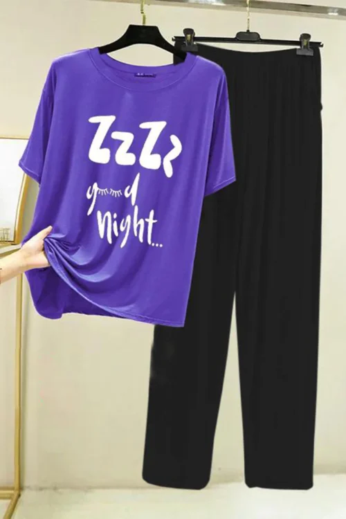 ZzZz T-Shirt and Black Pants Sleep Set